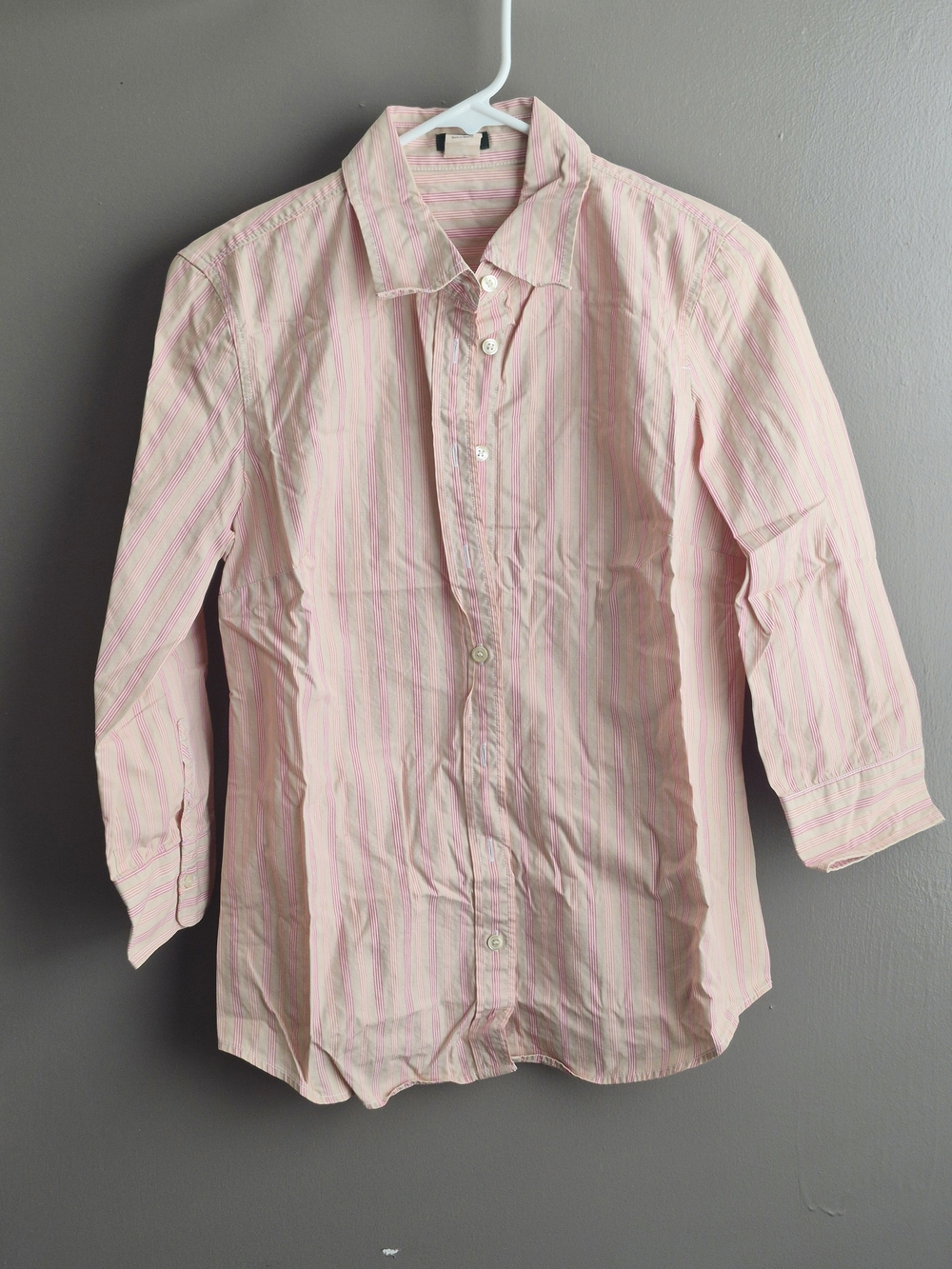 J. Crew Pink Striped Cotton Button-Down Shirt